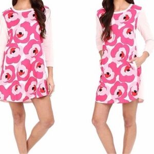 Kate Spade 3/4 Sleeve Pink Floral Cotton Mini Dress Size S
